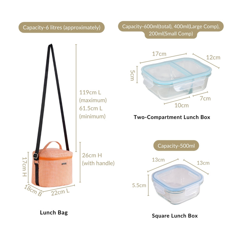 Cotton Thermal Lunch Bag And Lunch Box Set