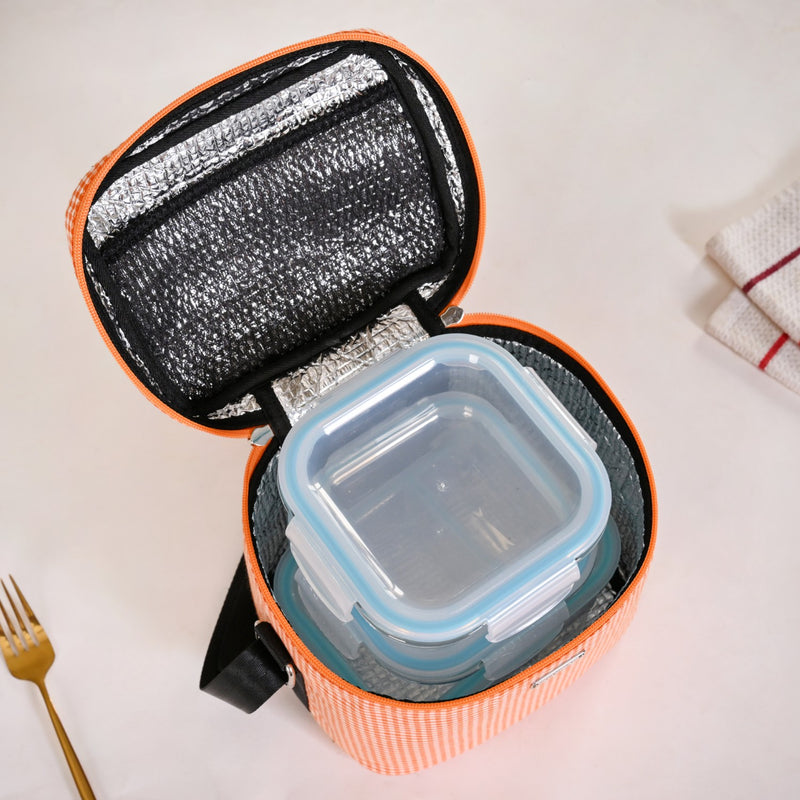 Cotton Thermal Lunch Bag And Lunch Box Set
