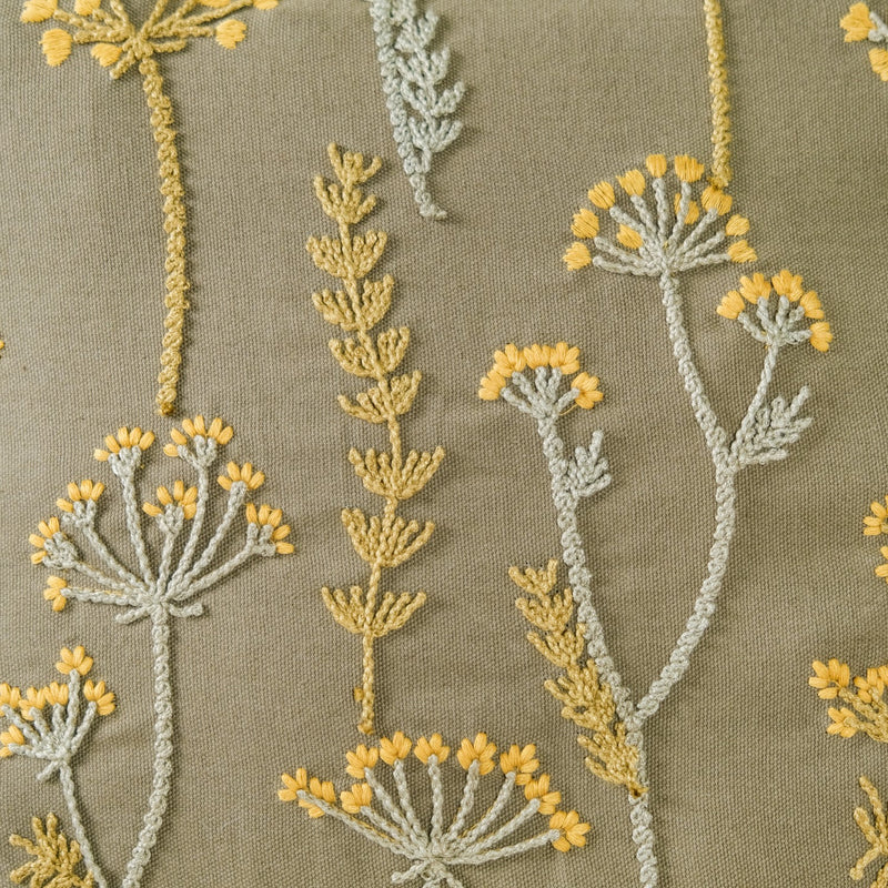 Flower Embroidered Couch Cushion Cover 15x15 Inch