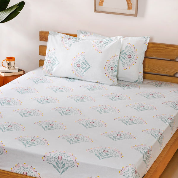 Daisy Florals King Sized Pure Cotton Bedding Set 180 TC Ultra Soft 275x275 cm