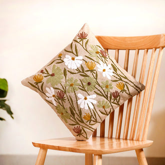 Blossom Burst Cotton Pillow Cover 15x15 Inch