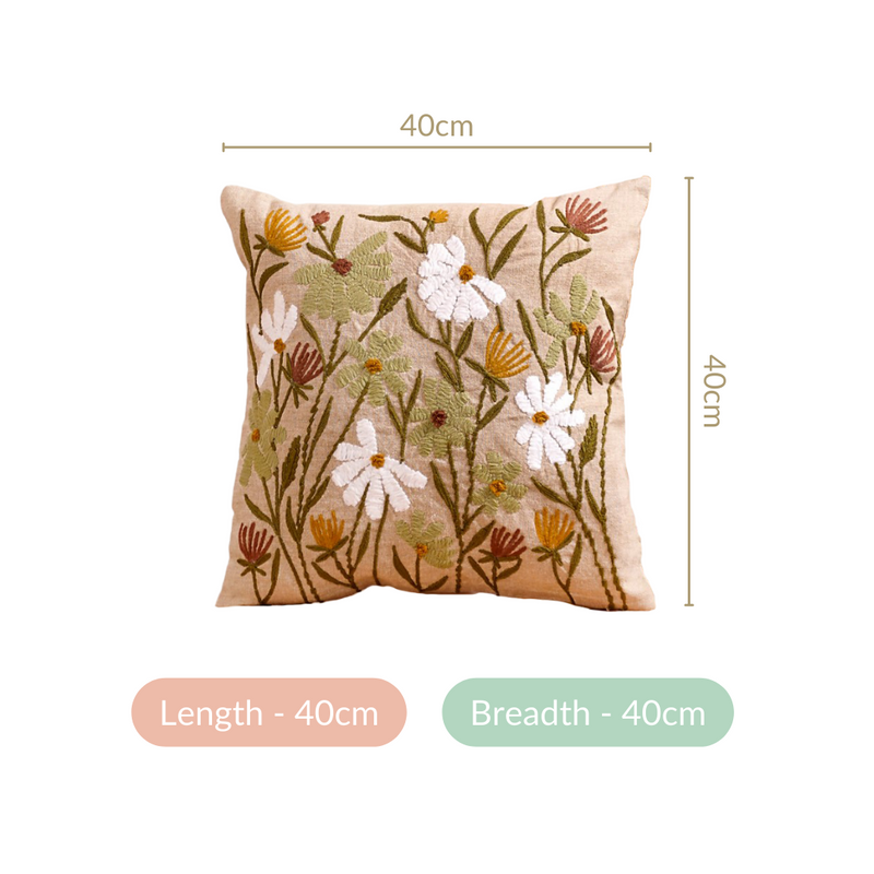Blossom Burst Cotton Pillow Cover 15x15 Inch