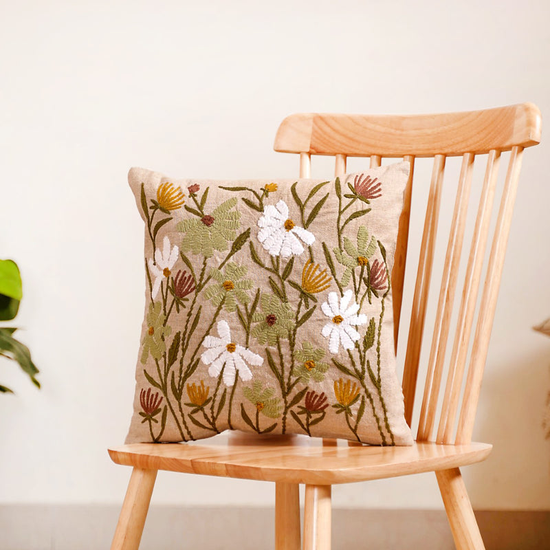 Blossom Burst Cotton Pillow Cover 15x15 Inch