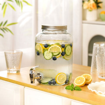 Ribbed Glass Drink Dispenser 3700ml