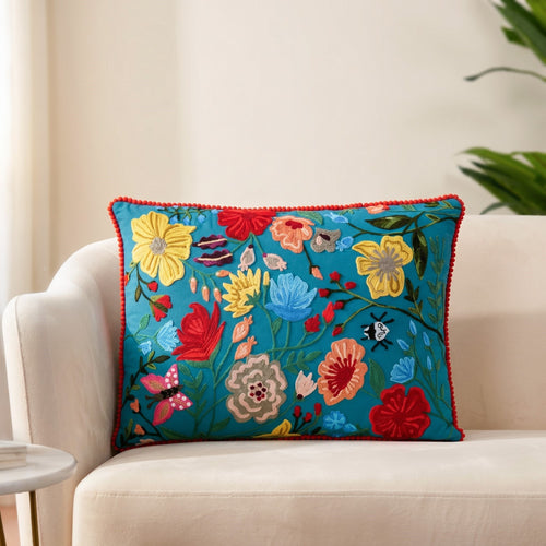 Floral Fiesta Cotton Cushion Cover 50x35cm
