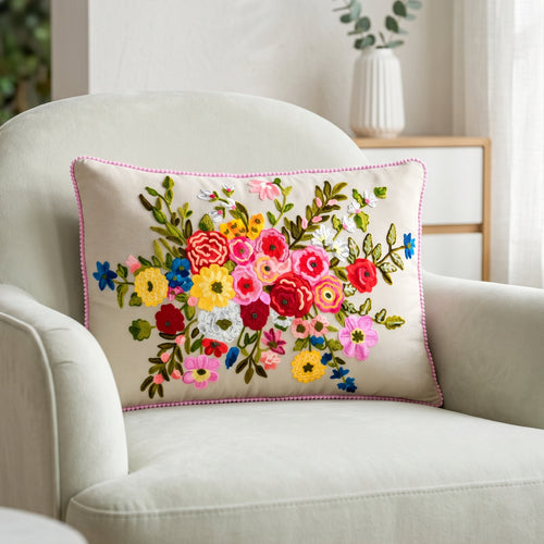 English Orchard Embroidered Cushion Cover 50x35cm