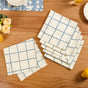Slate Blue Grid Pure Cotton Table Napkin Set Of 6