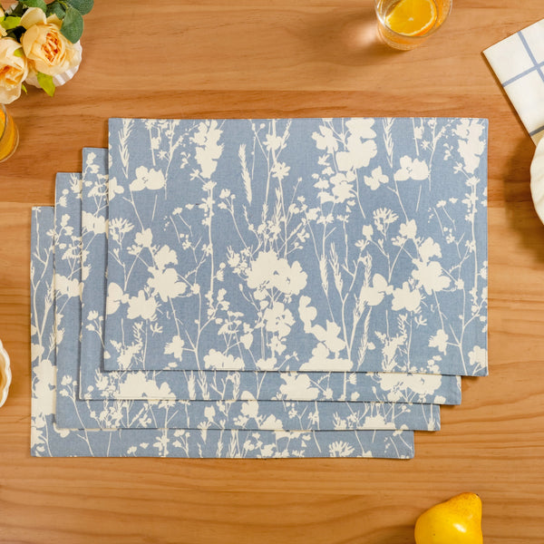Slate Blue Pure Cotton Placemat Set Of 4