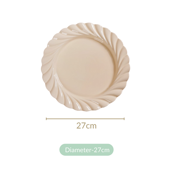 Set Of 4 Pleated Scallop Border Dinner Plates 11 Inch