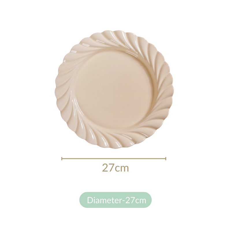 Set Of 4 Scallop Vanilla White Dinner Plates 11 Inch - Dinner plates, ceramic plates, ceramic dinner plates, dinner plate set