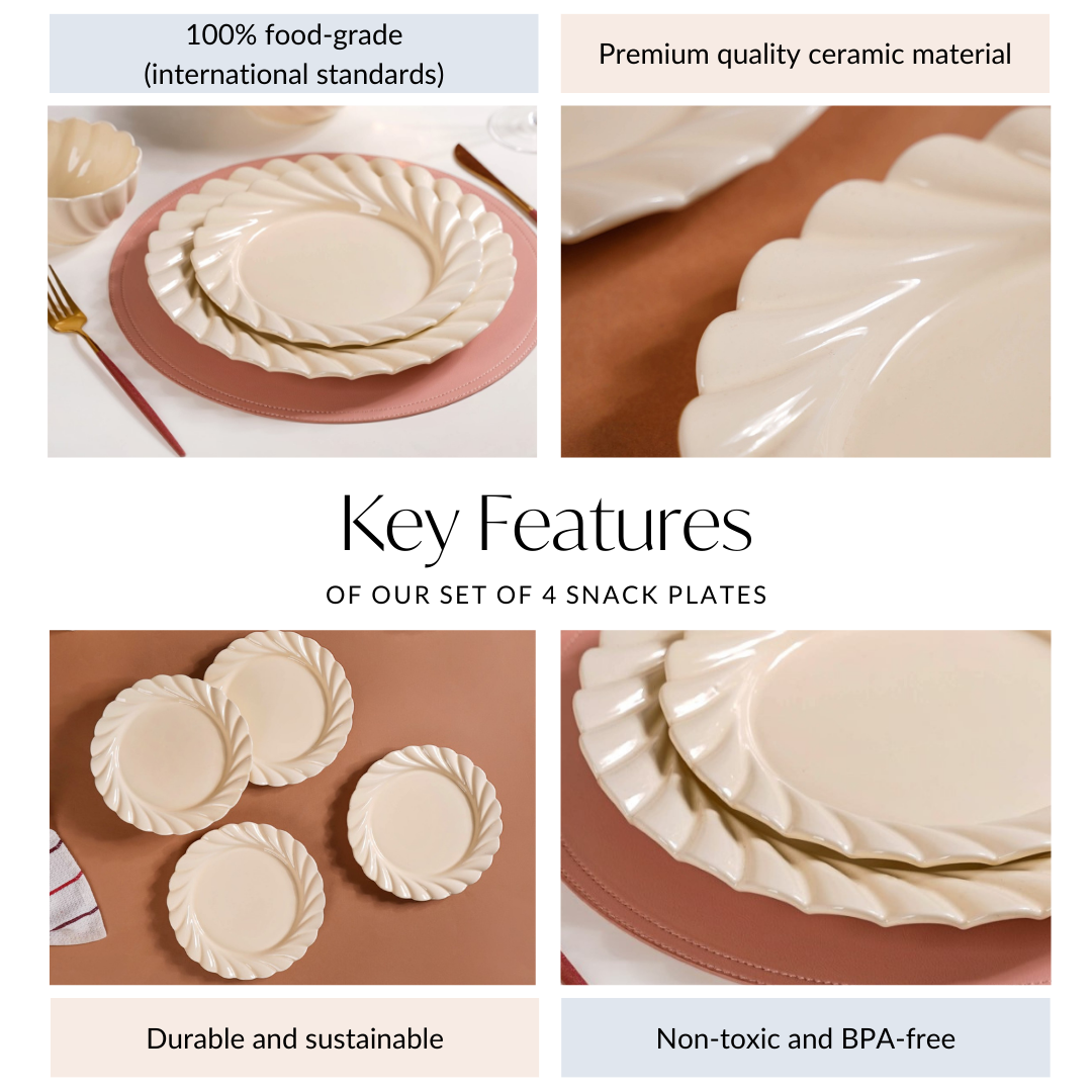 Scallop Vanilla White Luxury Snack Plates Set Of Inch Online