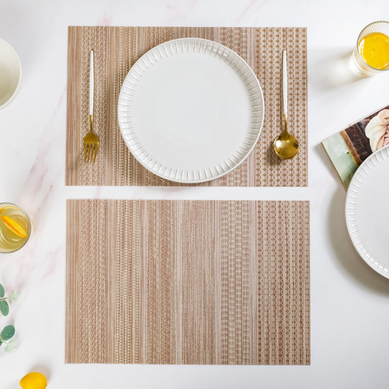 Brownish Beige Dinner Table Mat Set Of 6