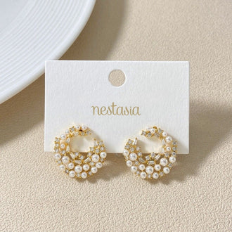 Crescent Cluster Stud Earrings