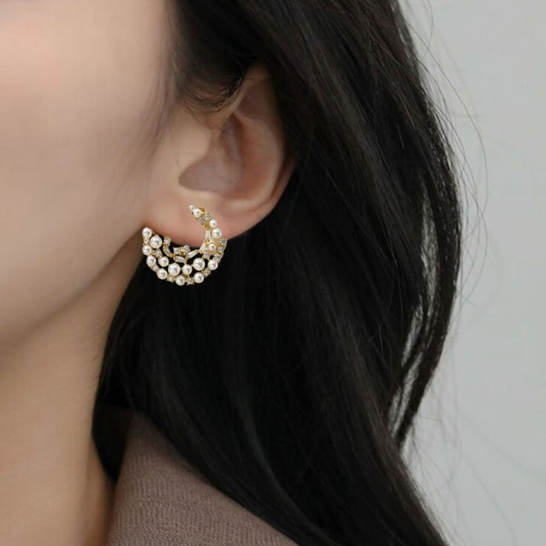 Crescent Cluster Stud Earrings