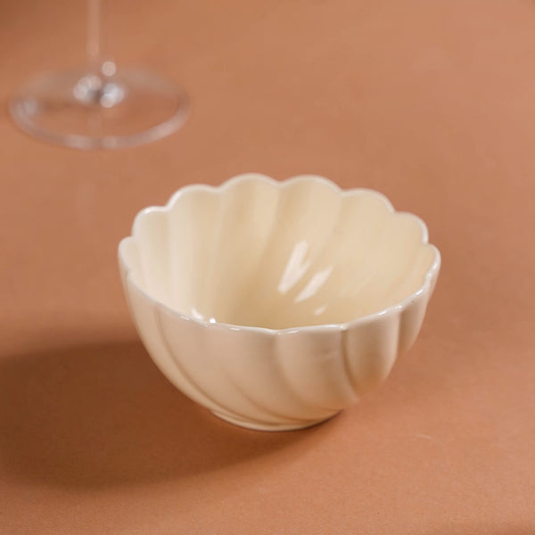 Crimped Border Ceramic Bowls 300ml Set Of 4