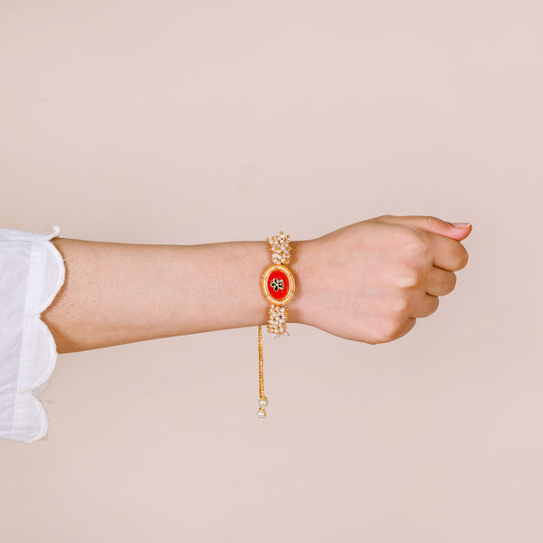 Adjustable Rakhi Gift Set For Sibling In Crimson