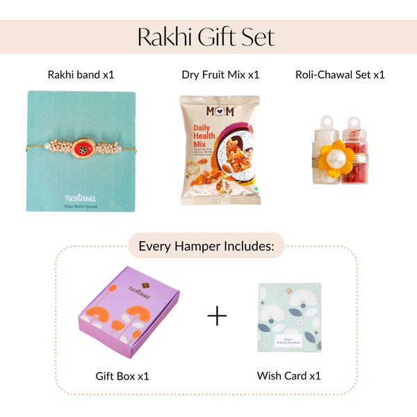 Adjustable Rakhi Gift Set For Sibling In Crimson