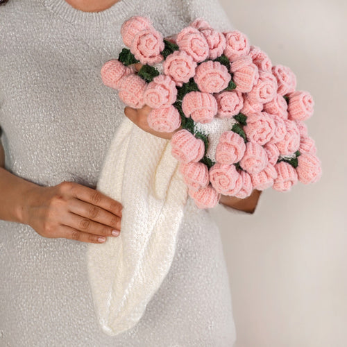 Crochet Bouquet Throw Pink 80cm