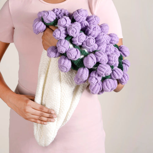Crochet Bouquet Throw Purple 80cm