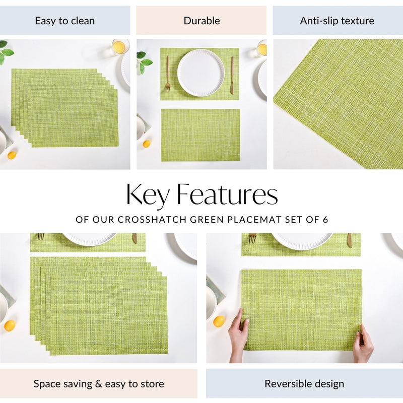 Crosshatch Green Placemat Set Of 6