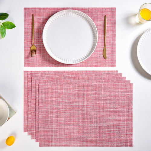 Crosshatch Red Placemat Set Of 6