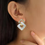 White Crossing Square Earrings