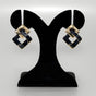 Black Crossing Square Earrings