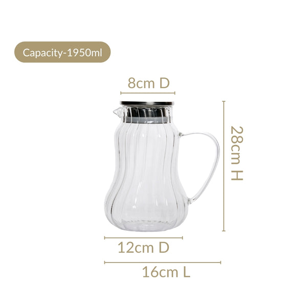 Tall Borosilicate Glass Jug 1950ml