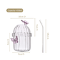 Crystal Fairy Core Butterfly Tumbler With Lid And Straw 450ml Set Of 2
