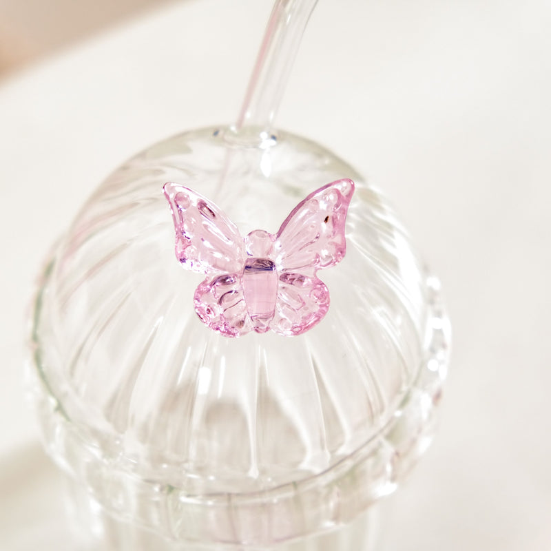 Crystal Fairy Core Butterfly Tumbler With Lid And Straw 450ml Set Of 2