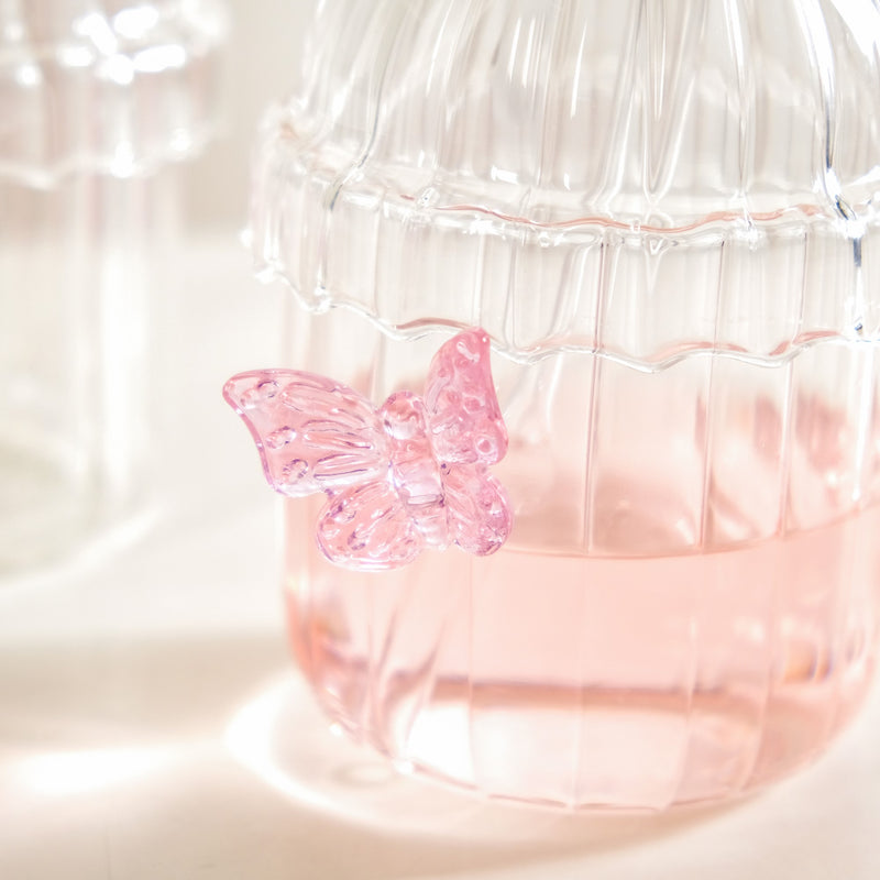 Crystal Fairy Core Butterfly Tumbler With Lid And Straw 450ml Set Of 2