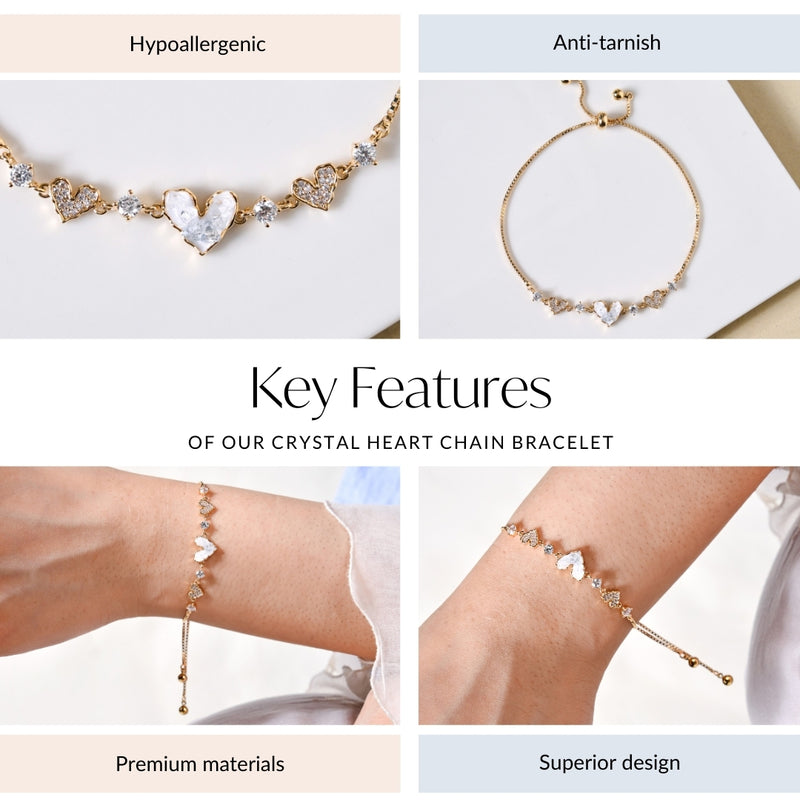 Crystal Heart Chain Bracelet