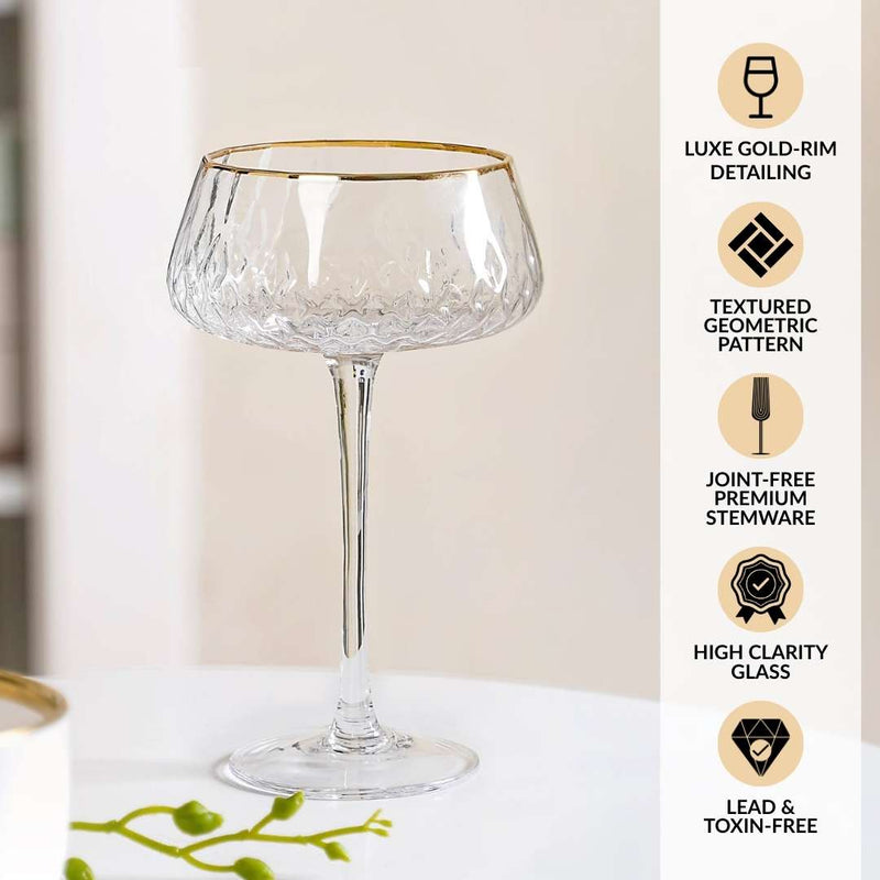 Crystal Gold Rim Cocktail Glass Set Of 2 320ml