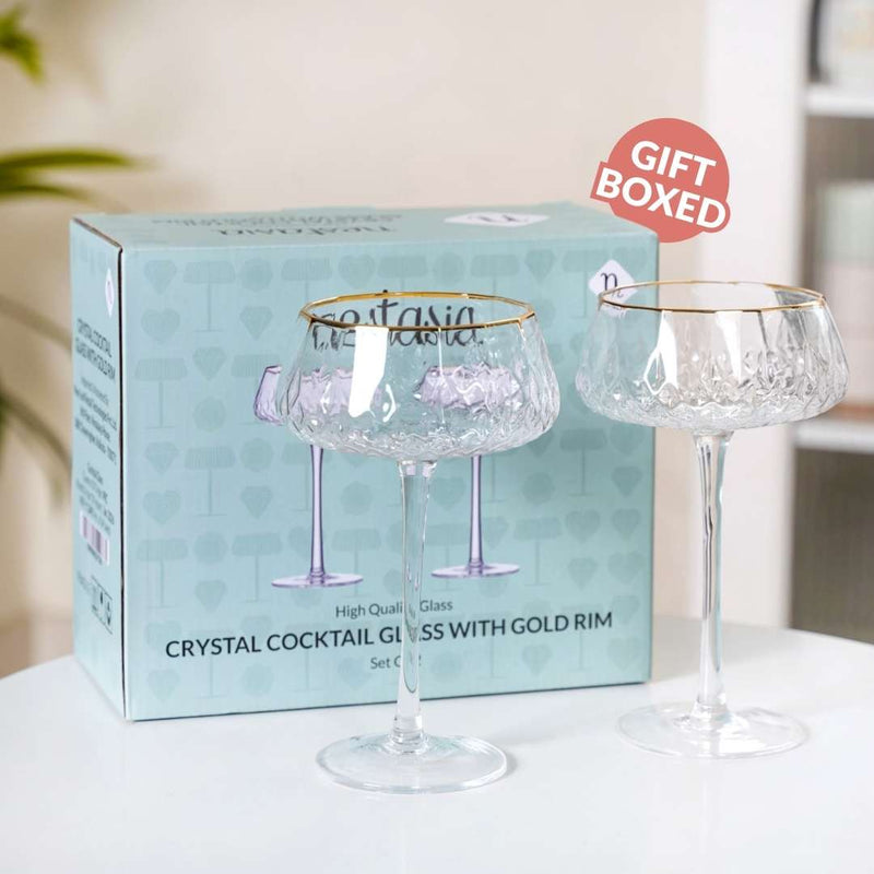Crystal Gold Rim Cocktail Glass Set Of 2 320ml