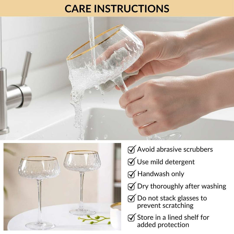 Crystal Gold Rim Cocktail Glass Set Of 2 320ml