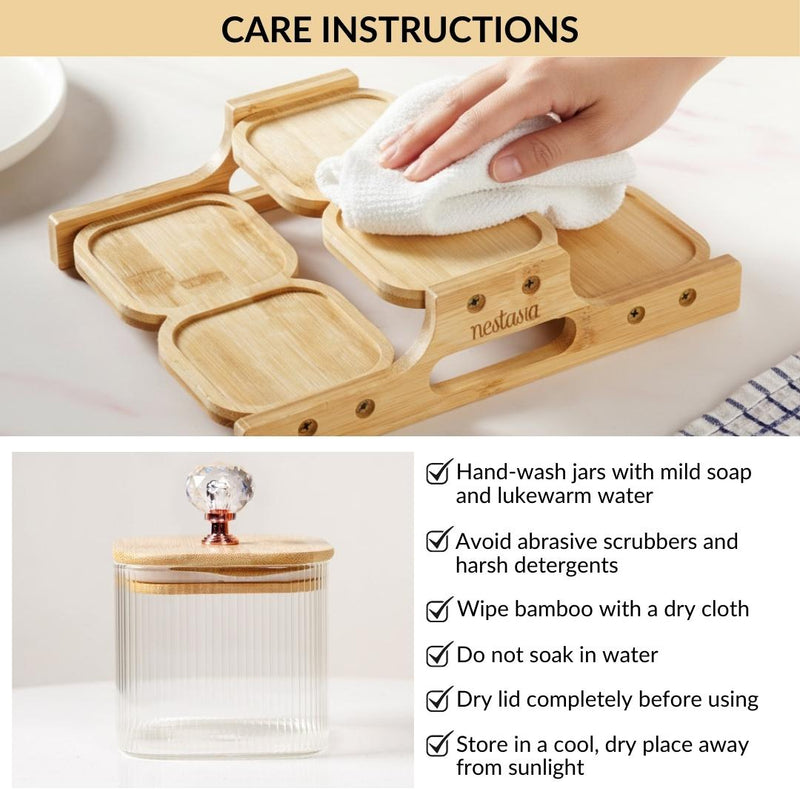 Crystal Knob Fluted Jars With Stand Set Of 7 380ml