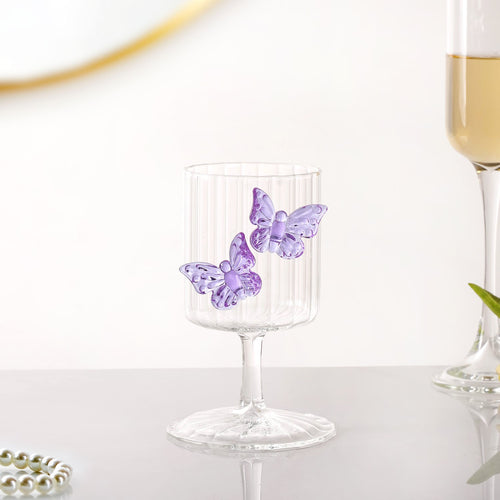 Crystal 3D Butterfly Wine Glass Lavender 250ml
