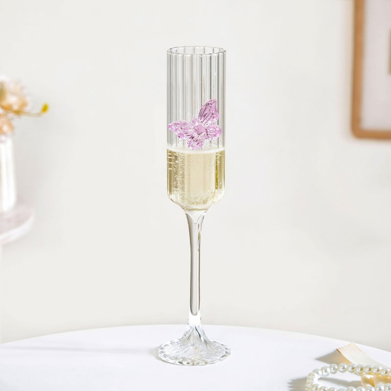 Crystal Butterfly Fluted Champagne Glass 190ml