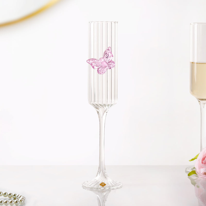 Crystal Butterfly Fluted Champagne Glass 190ml