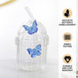 Crystal Fairy Core Butterfly Tumbler With Lid And Straw 450ml Set Of 2 Blue
