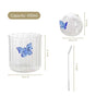 Crystal Fairy Core Butterfly Tumbler With Lid And Straw 450ml Set Of 2 Blue