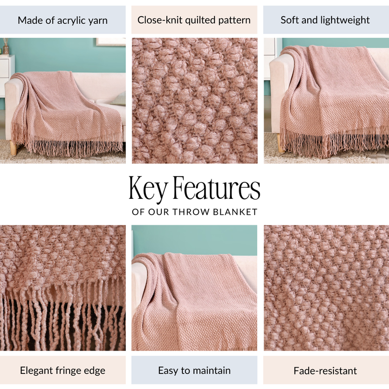 Cuddles Forever Pink Throw Knitted