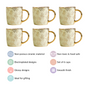 Gold Detail Coffee Mug Set of 6 Matte Pistachio Green 350ml - Coffee mugs, coffee mug set, ceramic coffee mugs, tea cup set, tea cups, printed mugs