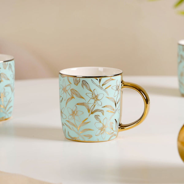 Floral Coffee Cup Set of 6 Green 350ml