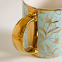 Matte Mint Gold Floral Coffee Cup Set of 6 350ml- Tea cups, tea cup set, ceramic tea cups, tea cup set of 6