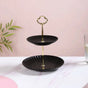 Black and Gold 2-Tier Ceramic Cupcake Stand