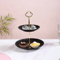 Black and Gold 2-Tier Ceramic Cupcake Stand