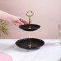 Black and Gold 2-Tier Ceramic Cupcake Stand