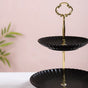 Black and Gold 2-Tier Ceramic Cupcake Stand