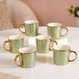 Emirati Gold Tea Cup Set of 6 Green 280ml- Tea cups, tea cup set, tea cup set of 6, ceramic tea cups